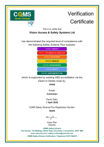 SSIP CQMS verification certificate (Vision Access)